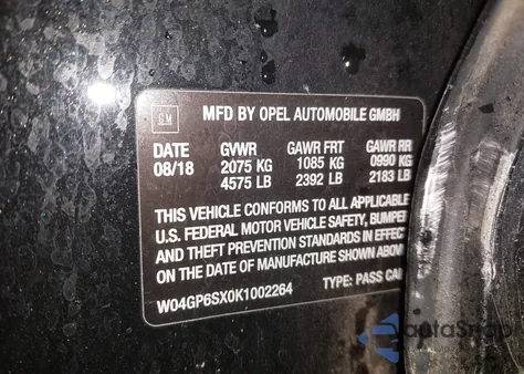 2019 Buick Regal Sportback Fwd Essence from USA, damaged, VIN W04GP6SX0K1002264